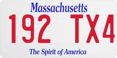 MA license plate 192TX4