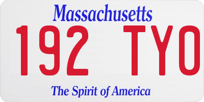 MA license plate 192TY0