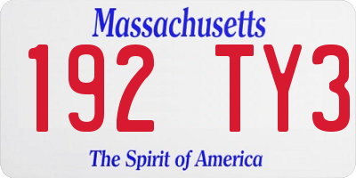 MA license plate 192TY3