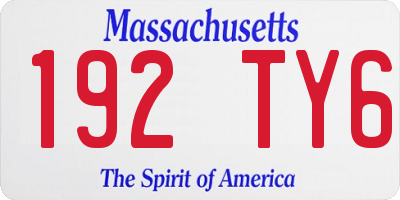 MA license plate 192TY6
