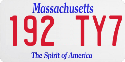 MA license plate 192TY7
