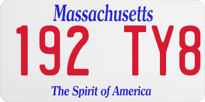 MA license plate 192TY8