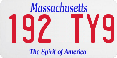 MA license plate 192TY9