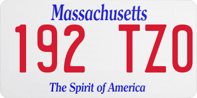 MA license plate 192TZ0