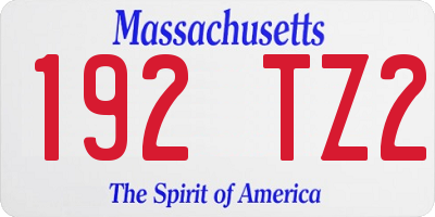 MA license plate 192TZ2