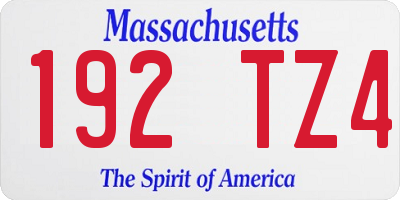 MA license plate 192TZ4