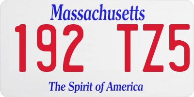 MA license plate 192TZ5