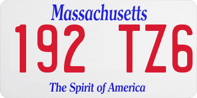 MA license plate 192TZ6