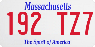 MA license plate 192TZ7