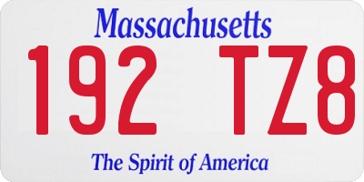 MA license plate 192TZ8