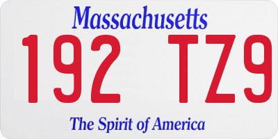 MA license plate 192TZ9
