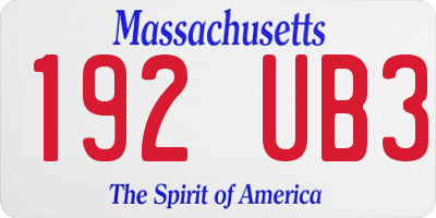 MA license plate 192UB3