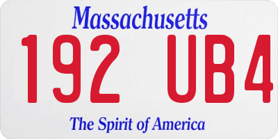 MA license plate 192UB4