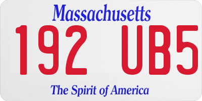 MA license plate 192UB5