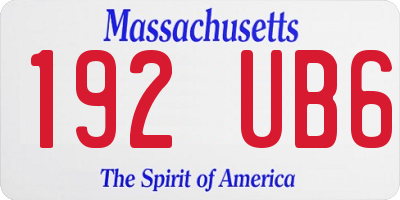 MA license plate 192UB6