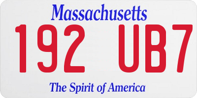 MA license plate 192UB7
