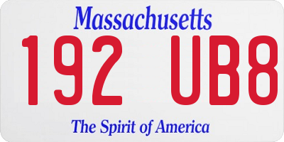 MA license plate 192UB8
