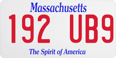 MA license plate 192UB9