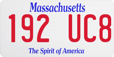 MA license plate 192UC8