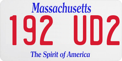 MA license plate 192UD2