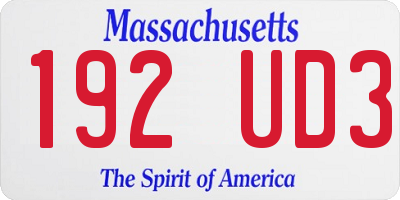 MA license plate 192UD3