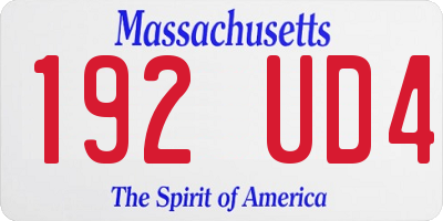 MA license plate 192UD4