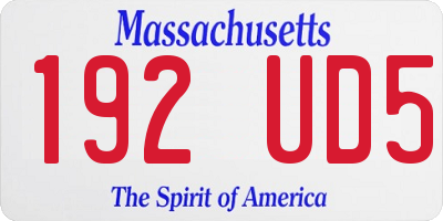 MA license plate 192UD5