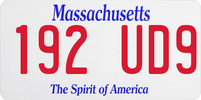 MA license plate 192UD9
