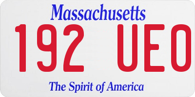 MA license plate 192UE0