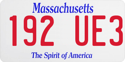MA license plate 192UE3