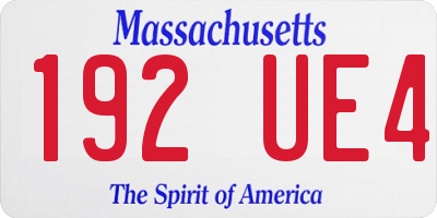 MA license plate 192UE4