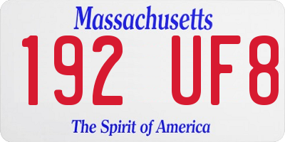MA license plate 192UF8