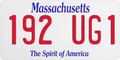 MA license plate 192UG1