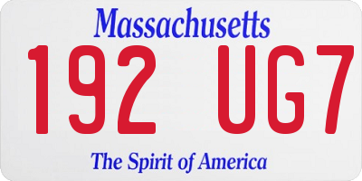 MA license plate 192UG7