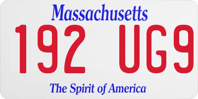 MA license plate 192UG9