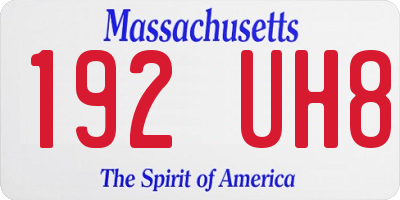 MA license plate 192UH8