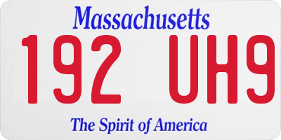 MA license plate 192UH9