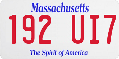 MA license plate 192UI7