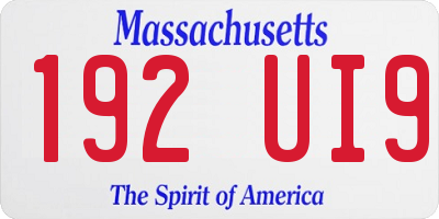 MA license plate 192UI9