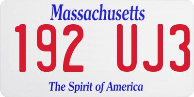 MA license plate 192UJ3