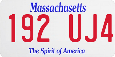 MA license plate 192UJ4
