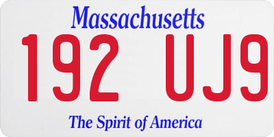 MA license plate 192UJ9