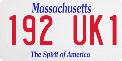 MA license plate 192UK1