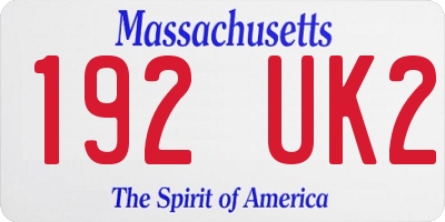 MA license plate 192UK2