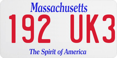 MA license plate 192UK3