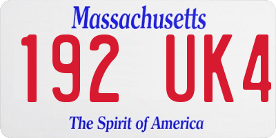 MA license plate 192UK4
