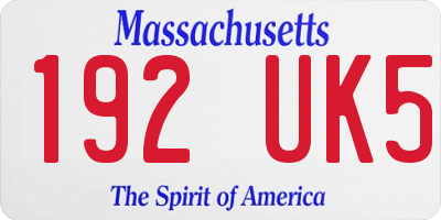 MA license plate 192UK5