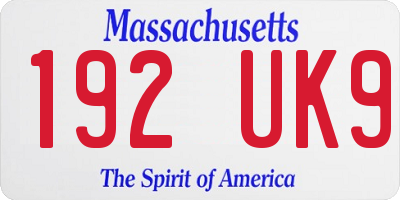 MA license plate 192UK9
