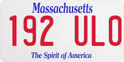 MA license plate 192UL0