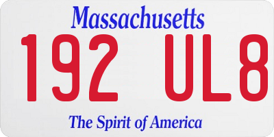MA license plate 192UL8